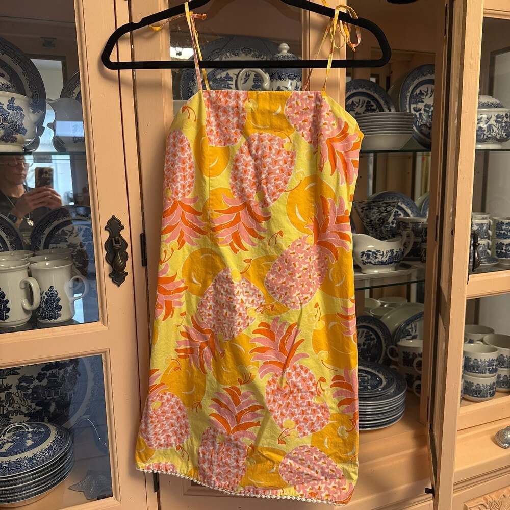 Lilly Pulitzer girls pineapple tie strap dress size 14